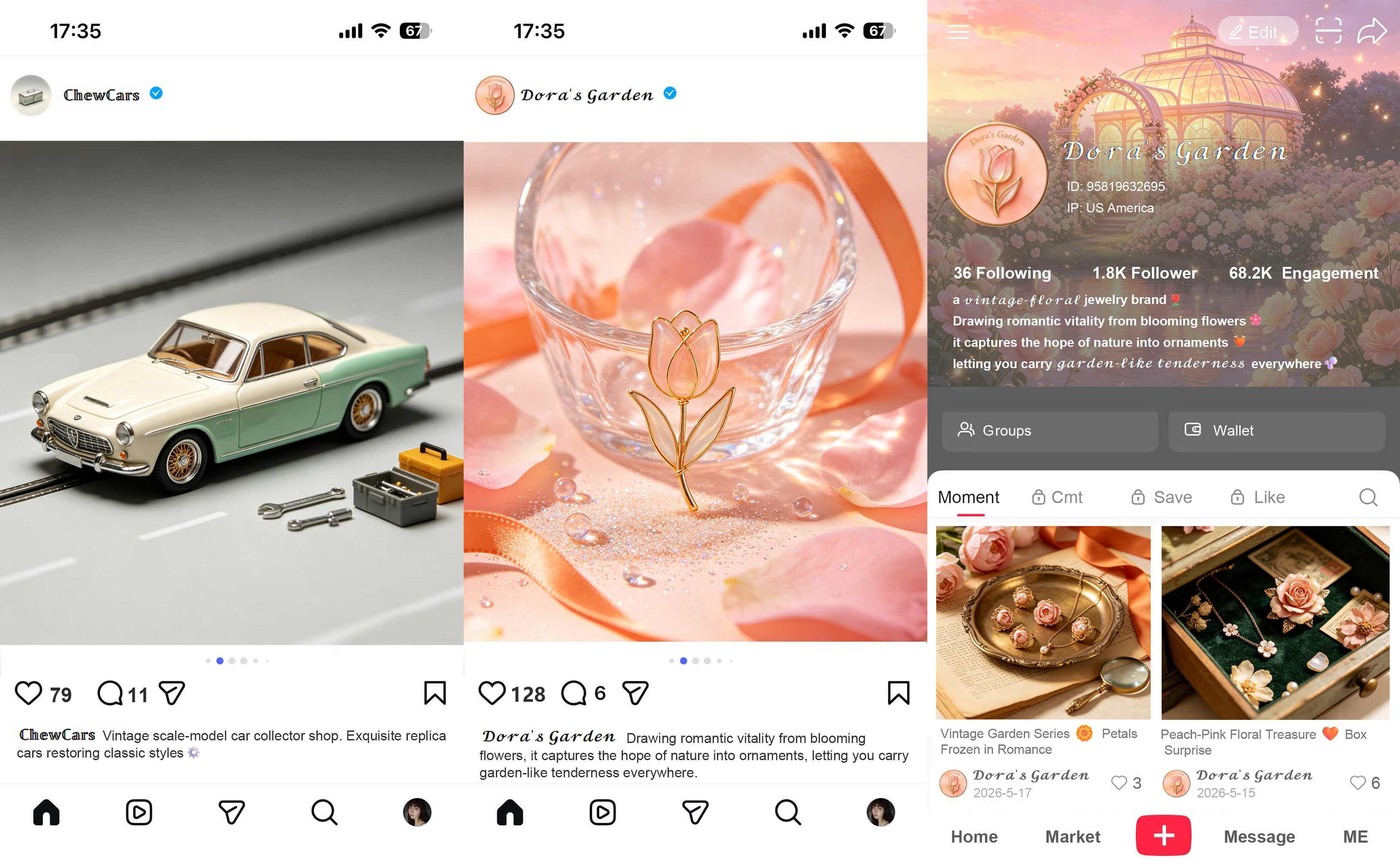 Examples of typography and visual styles for social profiles