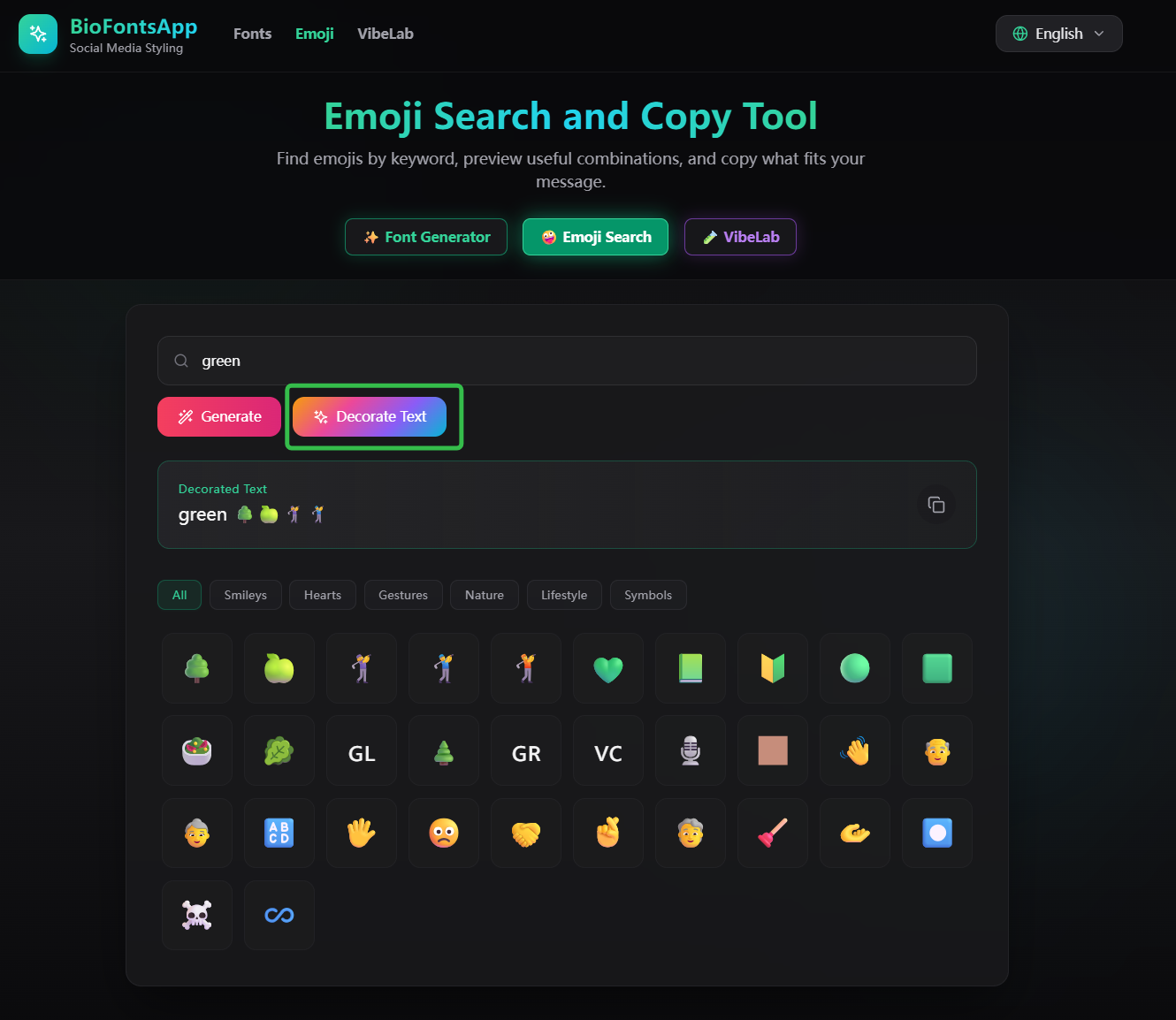 Manually arranging text and emoji in BioFonts